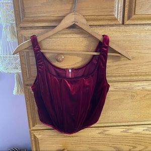 Red velvet corset top